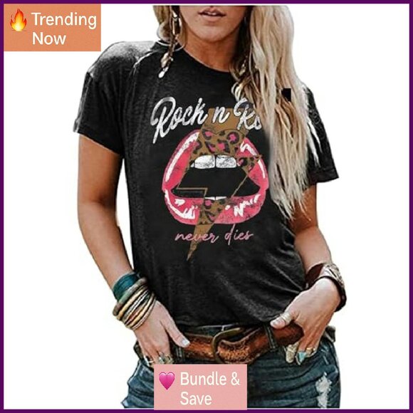 Vintage Rock Music Graphic Tee Cotton Blend Short Sleeve T-Shirt - Picture 2 of 7